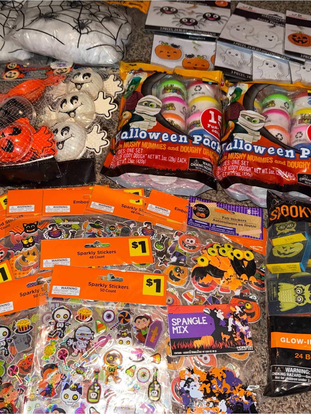 Halloween Party Favor Sticker and Toy Pack - Orange, Black, White